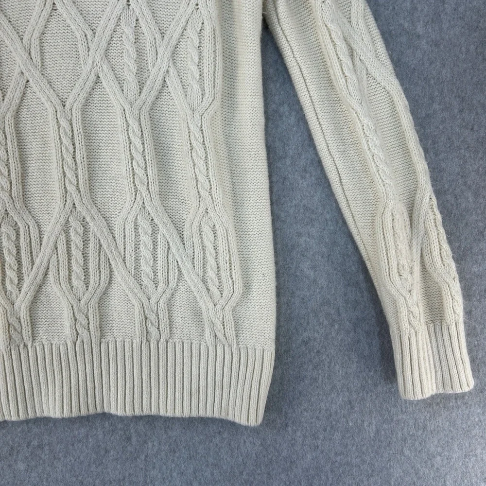 Banana Republic Womens XS Cable Knit Mockneck Sweater Cream Ivory‎ Cotton Blend